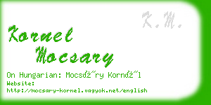 kornel mocsary business card